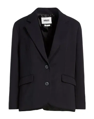 Indee Woman Blazer Navy Size L Polyester, Viscose, Elastane In Multi