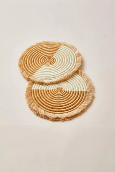 Indego Africa Akeza Fringe Placemat In Cream And Natural