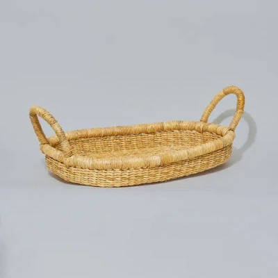 Indego Africa Bolga Double Handle Oval Tray In Natural