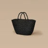 Indego Africa Braided Raffia Day Bag Black