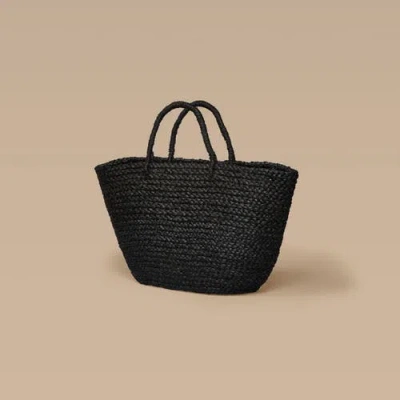 Indego Africa Braided Raffia Day Bag Black