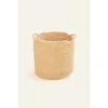 Indego Africa Braided Raffia Planter With Handles In Beige