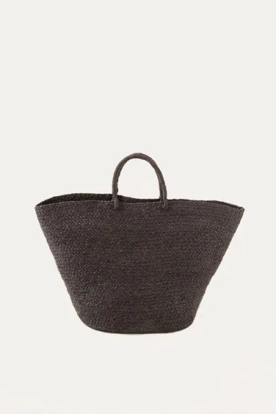 Indego Africa Braided Raffia Tote Black