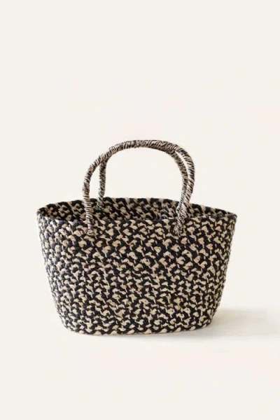 Indego Africa Braided Raffia Tote Black And Natural