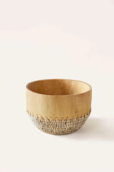 Indego Africa Copabu Wooden + Woven Bowl In Natural