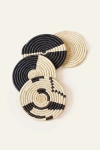 Indego Africa Natural & Black Mixed Set Of 4 Coasters In Natural And Black