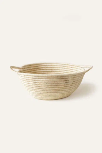 Indego Africa Natural Raffia Double Handle Bowl In Brown