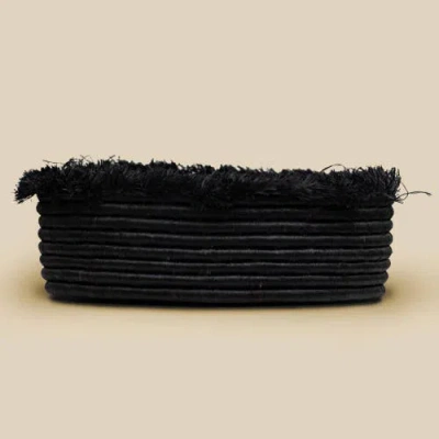 Indego Africa Raffia Fringe Bowl In Black