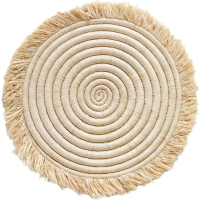 Indego Africa Raffia Fringe Placemat In Neutral