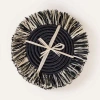 Indego Africa Raffia Fringe Set Of 4 Coasters In Black And Natural