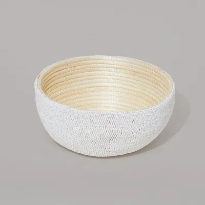 Indego Africa Small Beaded Bowl In White