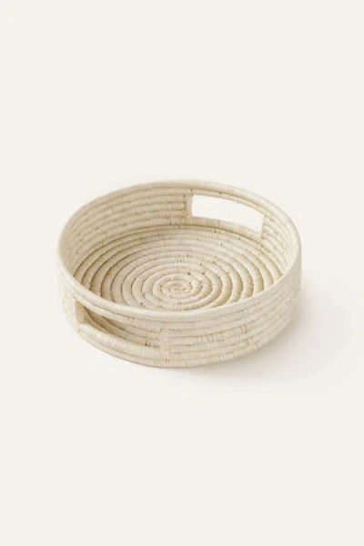 Indego Africa Small Woven Tray Raffia In Beige