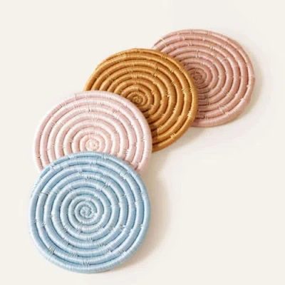 Indego Africa Solid Mixed Set Of 4 Coasters In Tan
