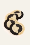 Indego Africa Two Tone Split Fringe Coasters In Natural And Black
