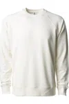 Independent Trading Co. Icon Lightweight Loopback Terry Crewneck Sweatshirt In Beige