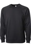 Independent Trading Co. Icon Lightweight Loopback Terry Crewneck Sweatshirt In Black