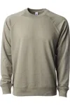 Independent Trading Co. Icon Lightweight Loopback Terry Crewneck Sweatshirt In Green