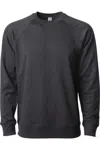 Independent Trading Co. Icon Lightweight Loopback Terry Crewneck Sweatshirt In Grey