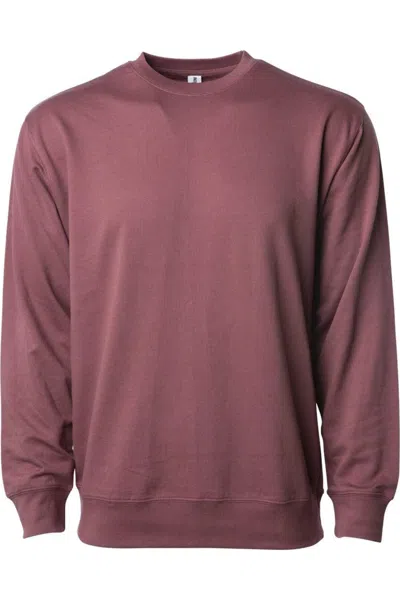 Independent Trading Co. Icon Lightweight Loopback Terry Crewneck Sweatshirt In Red