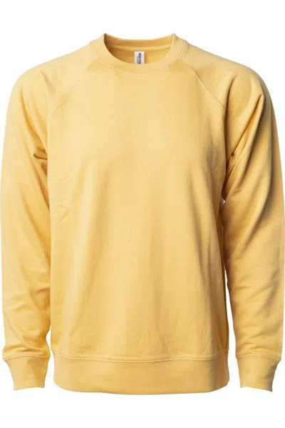 Independent Trading Co. Icon Lightweight Loopback Terry Crewneck Sweatshirt In Yellow