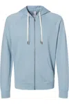 Independent Trading Co. Icon Lightweight Loopback Terry Full-zip Hooded Sweatshirt In Blue