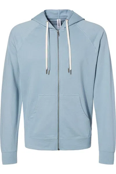 Independent Trading Co. Icon Lightweight Loopback Terry Full-zip Hooded Sweatshirt In Blue