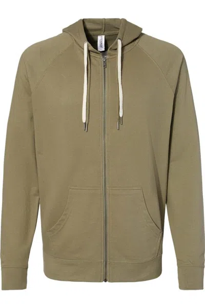 Independent Trading Co. Icon Lightweight Loopback Terry Full-zip Hooded Sweatshirt In Green