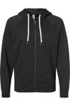 Independent Trading Co. Icon Lightweight Loopback Terry Full-zip Hooded Sweatshirt In Grey