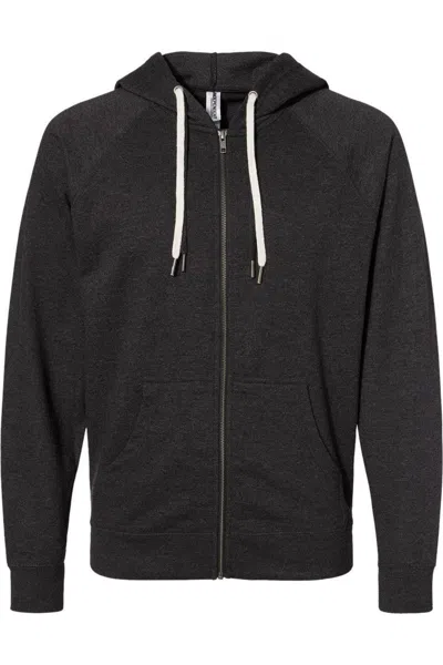 Independent Trading Co. Icon Lightweight Loopback Terry Full-zip Hooded Sweatshirt In Grey