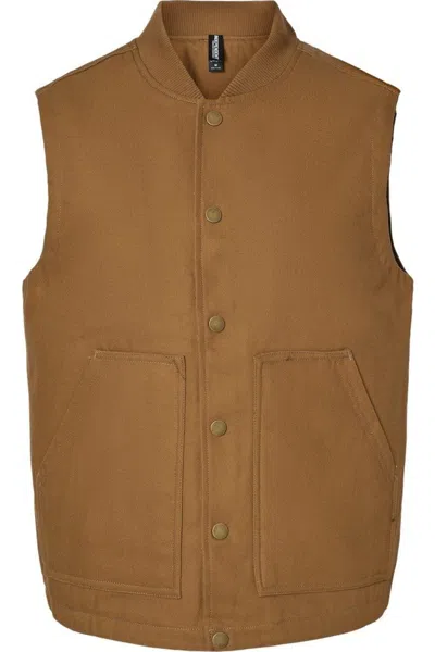 Independent Trading Co. Insulated Canvas Workwear Vest In Brown