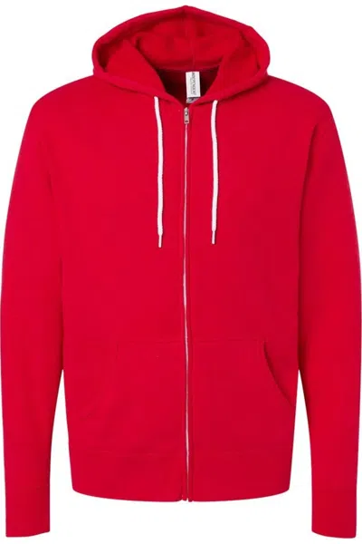 Independent Trading Co. Lightweight Full-zip Hooded Sweatshirt In Red