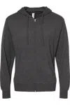Independent Trading Co. Lightweight Jersey Full-zip Hooded T-shirt In Grey