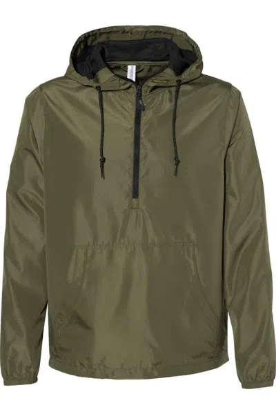 Independent Trading Co. Lightweight Quarter-zip Windbreaker Pullover Jacket In Green