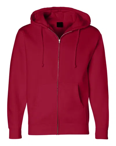 Independent Trading Co. Men's Heavyweight Full-zip Hooded Sweatshirt In Red