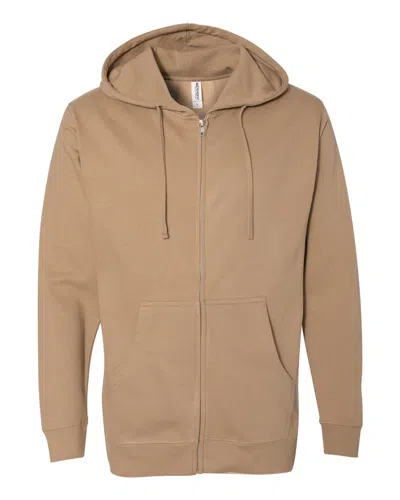 Independent Trading Co. Men's Midweight Full-zip Hooded Sweatshirt In Silver