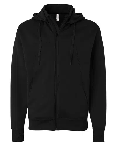 Independent Trading Co. Men's Poly-tech Full-zip Hooded Sweatshirt In Black