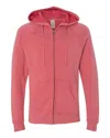 Independent Trading Co. Men's Special Blend Raglan Full-zip Hooded Sweatshirt In Red