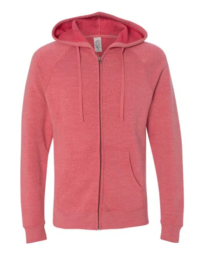 Independent Trading Co. Men's Special Blend Raglan Full-zip Hooded Sweatshirt In Red