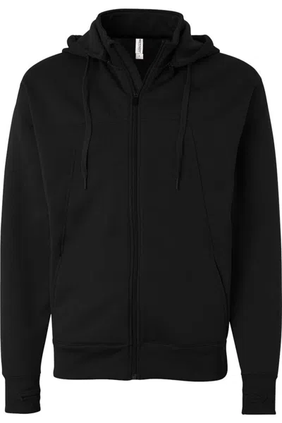 Independent Trading Co. Poly-tech Full-zip Hooded Sweatshirt In Black