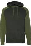 Independent Trading Co. Raglan Hooded Sweatshirt In Green