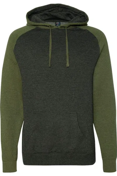 Independent Trading Co. Raglan Hooded Sweatshirt In Green
