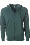 Independent Trading Co. Special Blend Raglan Full-zip Hooded Sweatshirt In Green