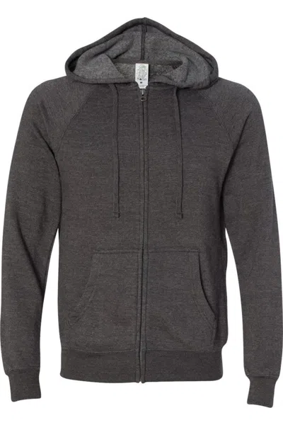 Independent Trading Co. Special Blend Raglan Full-zip Hooded Sweatshirt In Grey