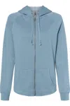 Independent Trading Co. Women´s California Wave Wash Full-zip Hooded Sweatshirt In Blue