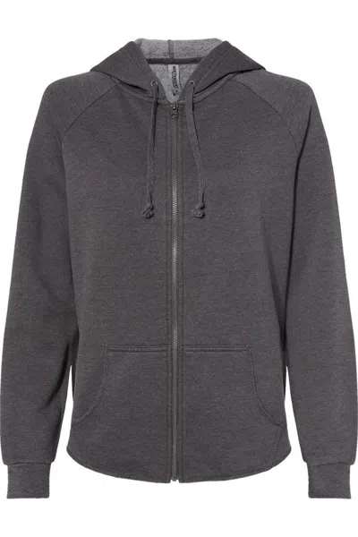 Independent Trading Co. Women´s California Wave Wash Full-zip Hooded Sweatshirt In Gray