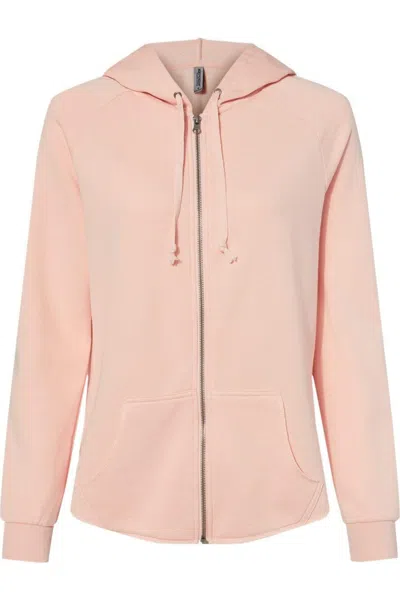 Independent Trading Co. Women´s California Wave Wash Full-zip Hooded Sweatshirt In Pink