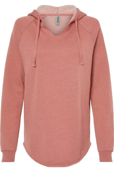 Independent Trading Co. Womens Lightweight California Wave Wash Hooded Sweatshirt In Pink