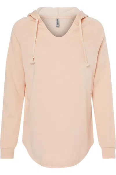 Independent Trading Co. Womens Lightweight California Wave Wash Hooded Sweatshirt In Pink