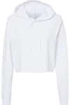 Independent Trading Co. Womens Lightweight Crop Hooded Sweatshirt In White
