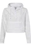 Independent Trading Co. Women´s Lightweight Quarter-zip Pullover Crop Windbreaker In White